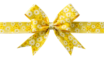 Yellow Floral Pattern Ribbon and Bow - Transparent Background png