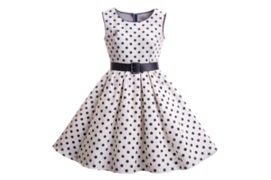 White Dress with Black Polka Dots Isolated on Transparent Background png