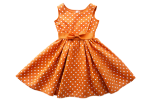 Orange Kleid mit Weiß Polka Punkte isoliert auf transparent Hintergrund png