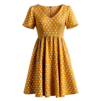moutarde robe avec blanc polka points isolé sur transparent Contexte png