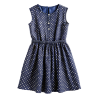 Indigo Dress with White Polka Dots Isolated on Transparent Background png