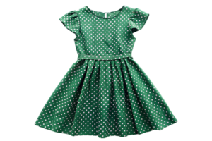 Green Dress with White Polka Dots Isolated on Transparent Background png