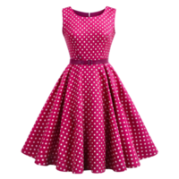 Magenta Dress with White Polka Dots Isolated on Transparent Background png