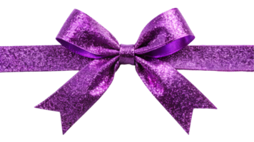 Purple Glitter Ribbon and Bow - Transparent Background png