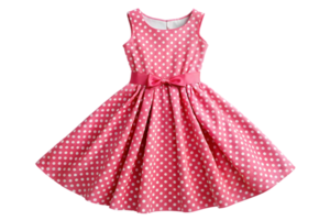 rose robe avec blanc polka points isolé sur transparent Contexte png