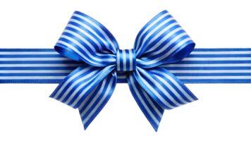 Blue Striped Ribbon and Bow - Transparent Background png