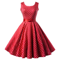 Ruby Dress with White Polka Dots Isolated on Transparent Background png