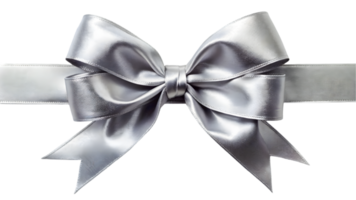 Silver Satin Ribbon and Bow - Transparent Background png
