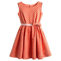 corail robe avec blanc polka points isolé sur transparent Contexte png