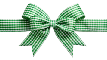 Green Checkered Ribbon and Bow - Transparent Background png