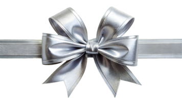 Silver Metallic Ribbon and Bow - Transparent Background png