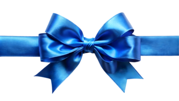 Blue Satin Ribbon and Bow - Transparent Background png