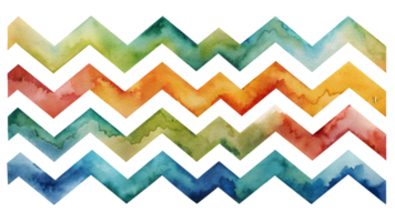 A Set of Flat Watercolor Zigzags Isolated on Transparent Background png