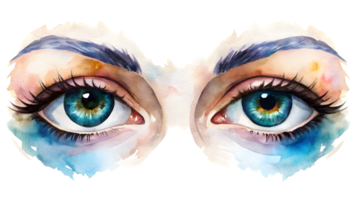 A Set of Flat Watercolor Eyes Isolated on Transparent Background png