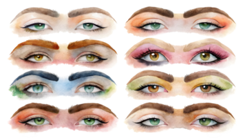 une ensemble de dix plat aquarelle les sourcils isolé sur transparent Contexte png