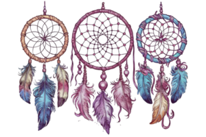 Craft Intricate Dreamcatcher Designs Adorned with Feathers - Transparent Background png