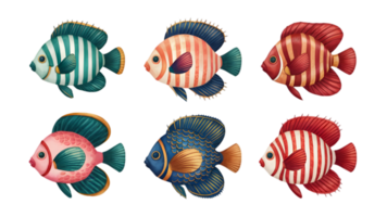 une ensemble de aquarelle poisson plat - transparent Contexte png