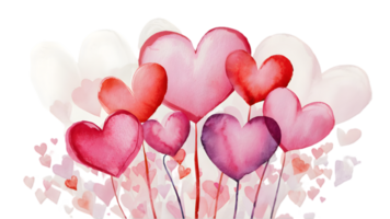 A Delicate and Artistic Set of Watercolor Hearts Rendered - Transparent Background png