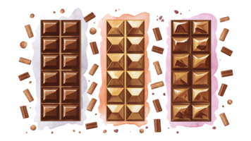 A Set of Watercolor Chocolate Bars Flat - Transparent Background png