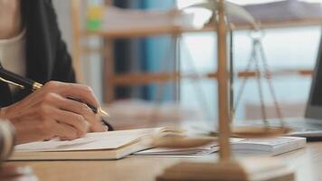 Agreement contract on working desk in office. Law, legal services, advice, Justice concept video