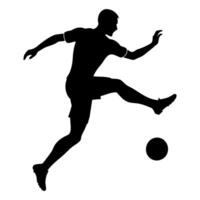 A soccer player kick the ball silhouette, white background vector