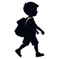 A school child going to school with school bag silhouette vector