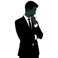 A business man thinking pose silhouette white background vector