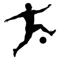 A soccer player kick the ball silhouette, white background vector