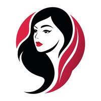 Cosmetics shop logo art illustration with woman face vector