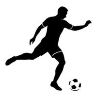 A soccer player kick the ball silhouette, white background vector