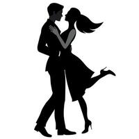 Man hugs woman Romantic moment silhouette vector