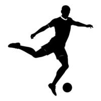 A soccer player kick the ball silhouette, white background vector