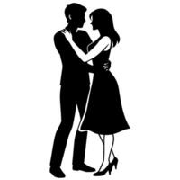 Man hugs woman Romantic moment silhouette vector