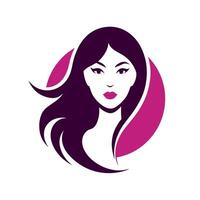 productos cosméticos tienda logo Arte ilustración con mujer cara vector