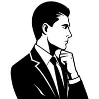 A business man thinking pose silhouette white background vector