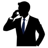 A business man talking with mobile phone with angry mode silhouette, white background vector