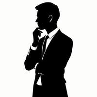 A business man thinking pose silhouette white background vector