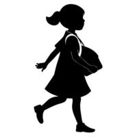 un colegio niño yendo a colegio con colegio bolso silueta vector