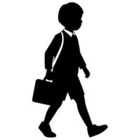 a student boy going to school with school bag silhouette vector