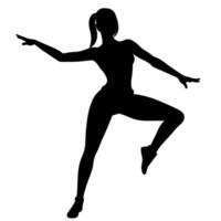 female hip-hop dancing figure silhouette on a white background vector