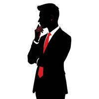 A business man thinking pose silhouette white background vector