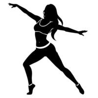 female hip-hop dancing figure silhouette on a white background vector