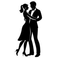 Man hugs woman Romantic moment silhouette vector