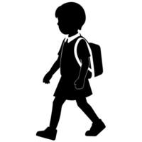 A school child going to school with school bag silhouette vector