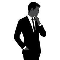 A business man thinking pose silhouette white background vector