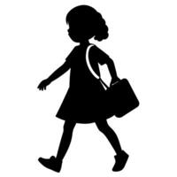 A school child going to school with school bag silhouette vector