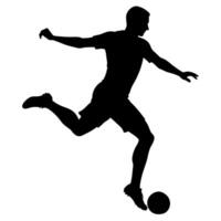 A soccer player kick the ball silhouette, white background vector