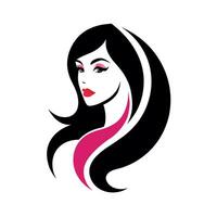 Cosmetics shop logo art illustration with woman face vector