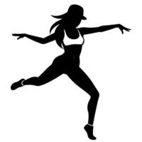 female hip-hop dancing figure silhouette on a white background vector