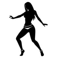 female hip-hop dancing figure silhouette on a white background vector